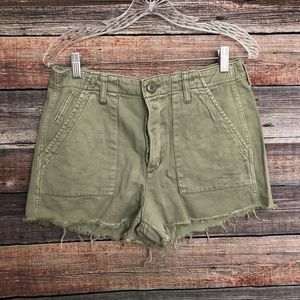 American Eagle size 10 Green High Waisted Frayed Khaki Shorts